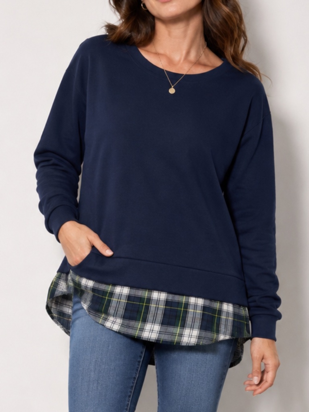 IZOD Sweatshirt Womens Size XXL Long Sleeve 2-fer Peacoat Soft Touch